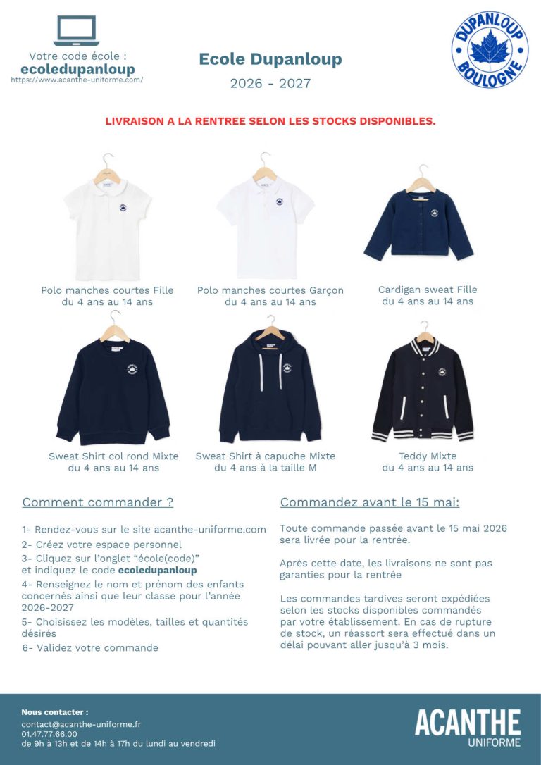 Vestiaire Dupanloup Acanthe 2026