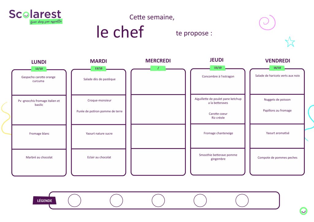 Menu du 12 au 16 octobre 2026